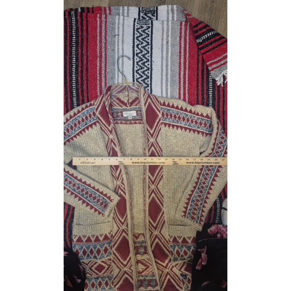Lucky Brand Women's XS Southwestern Aztec Knit Open Front Cardigan Sweater - Picture 5 of 13